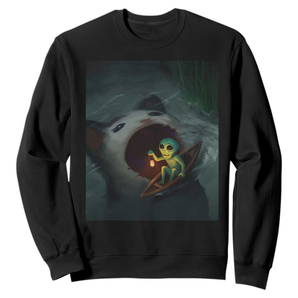Funny Alien Cat Meme Sweatshirt Weird Silly TS10 Black Print Your Wear
