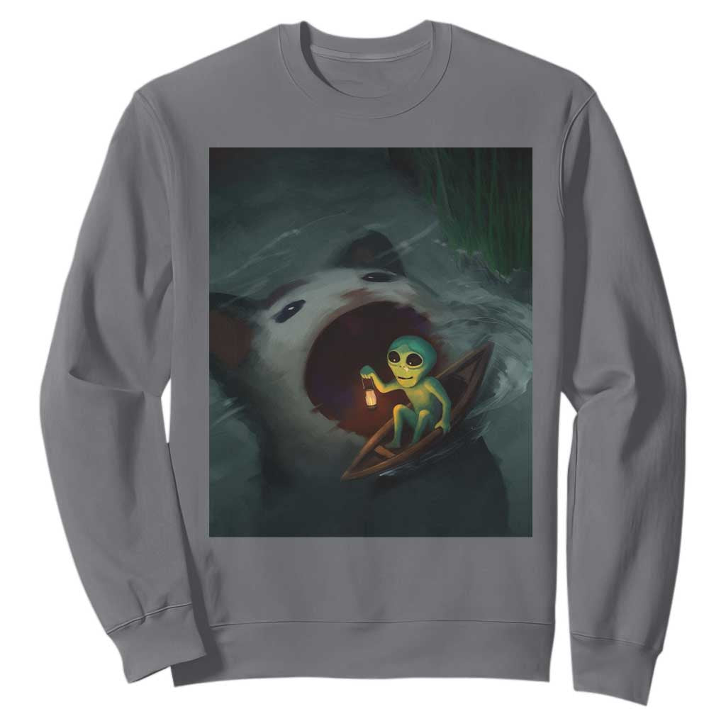 Funny Alien Cat Meme Sweatshirt Weird Silly TS10 Charcoal Print Your Wear
