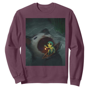 Funny Alien Cat Meme Sweatshirt Weird Silly TS10 Maroon Print Your Wear