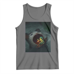 Funny Alien Cat Meme Tank Top Weird Silly TS10 Black Heather Print Your Wear