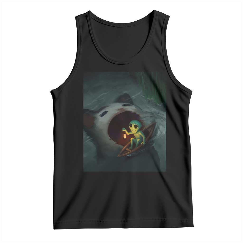 Funny Alien Cat Meme Tank Top Weird Silly TS10 Black Print Your Wear