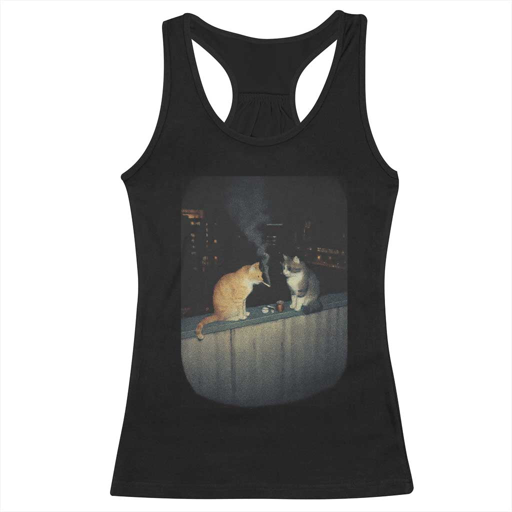Funny Smoking Cat Racerback Tank Top Retro 90s Grunge Kitty Streetwear Meme TS10 Black Print Your Wear