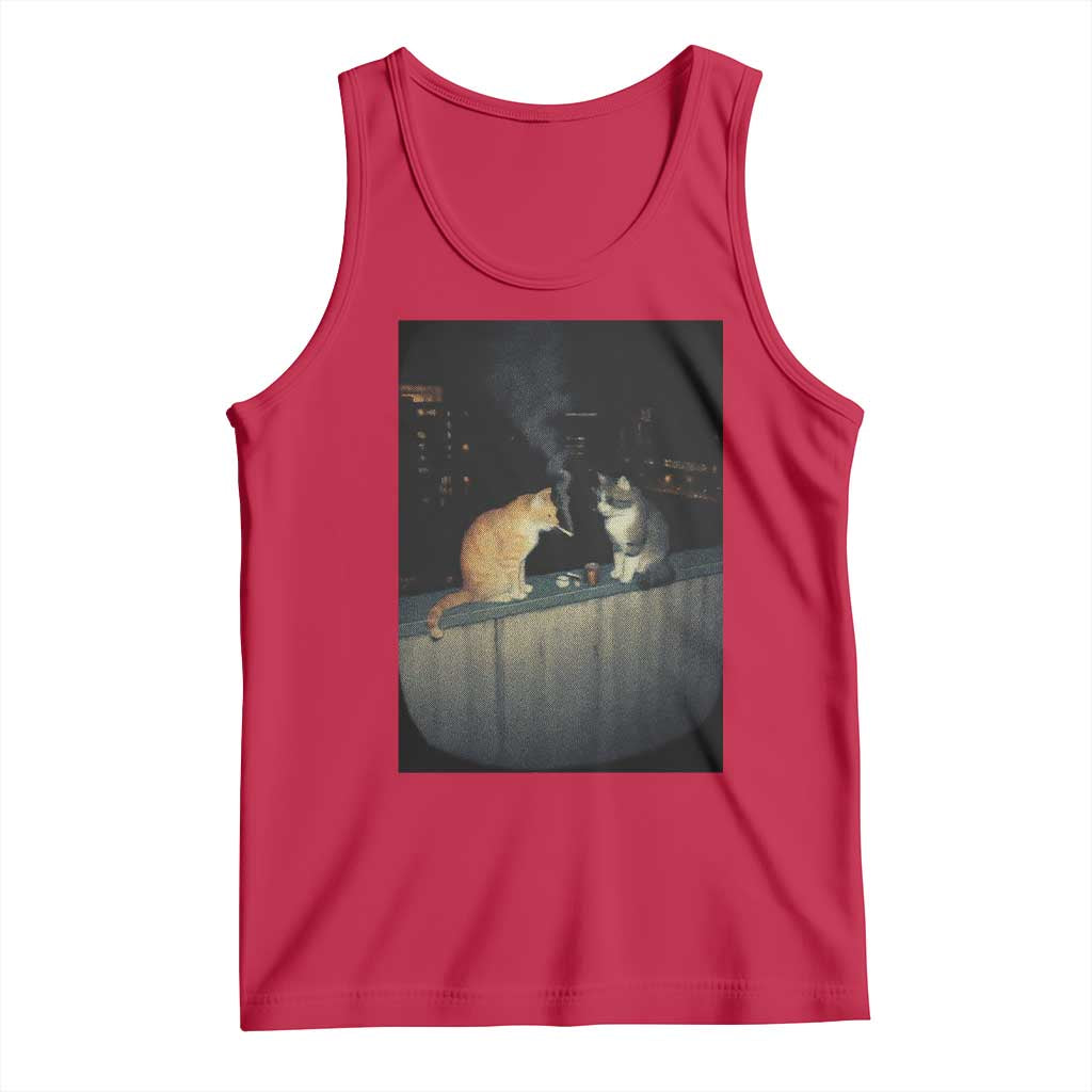 Funny Smoking Cat Tank Top Retro 90s Grunge Kitty Streetwear Meme TS10 Red Print Your Wear