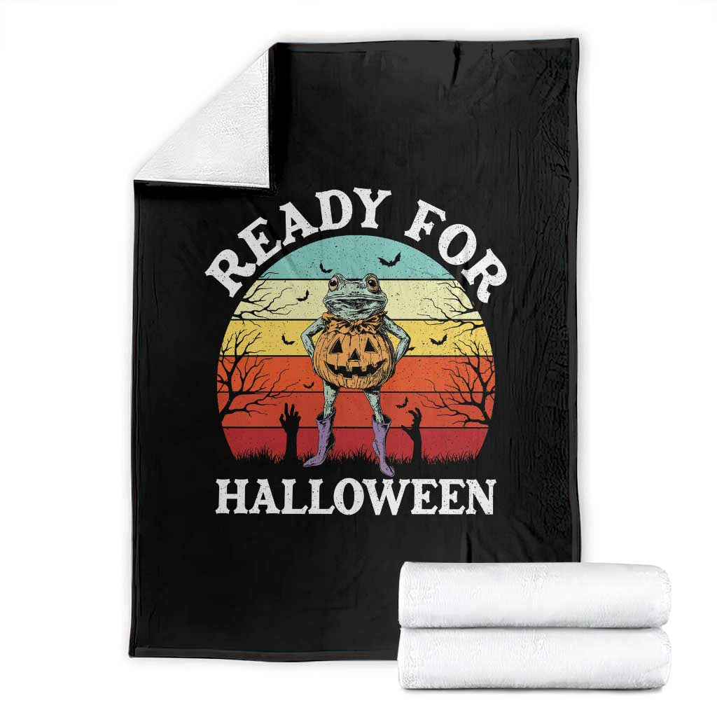 Funny Halloween Frog Throw Blanket Retro Spooky Season Funny Frogs Costume TS10 Black Print Your Wear