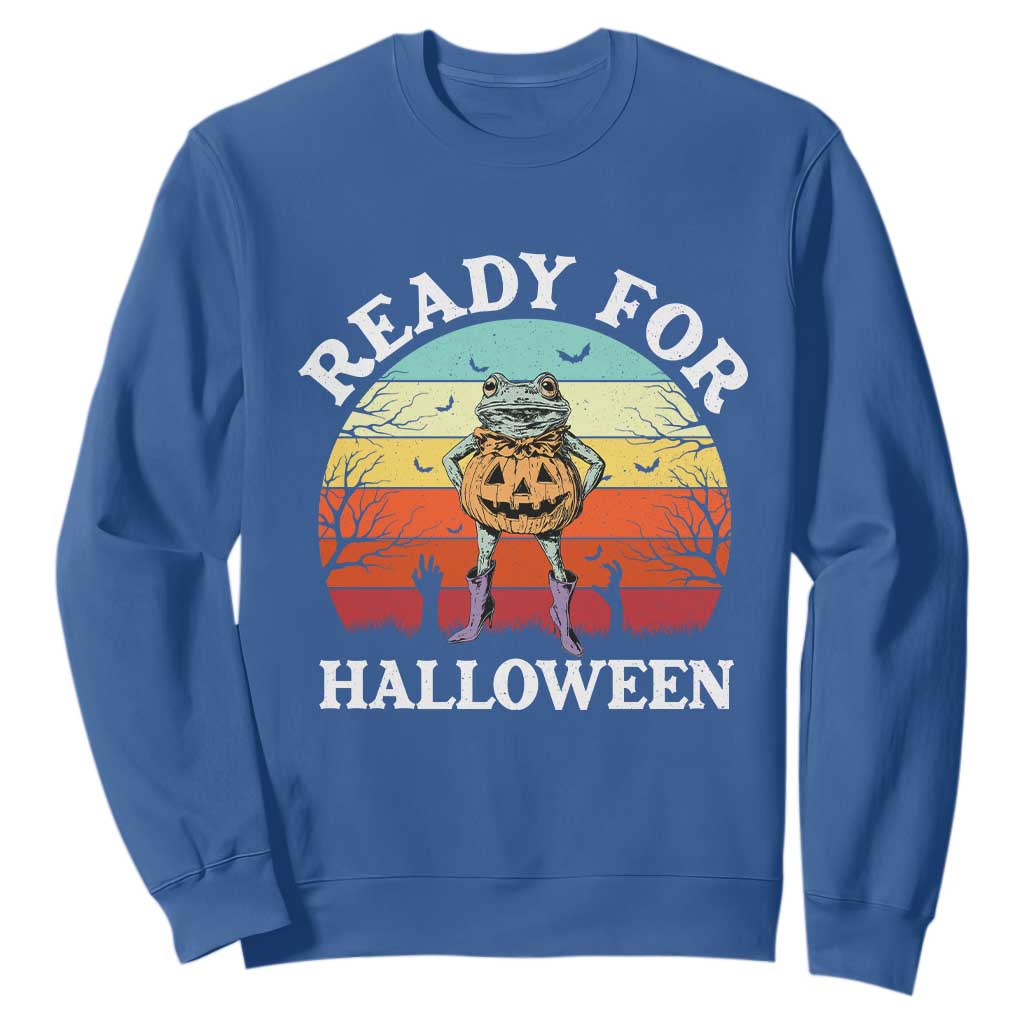 Funny Halloween Frog Sweatshirt Retro Spooky Season Funny Frogs Costume TS10 Royal Blue Print Your Wear