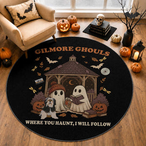 Gilmore Ghouls Halloween Round Rug Retro Book Lover Cute Ghost Fall Pumpkin