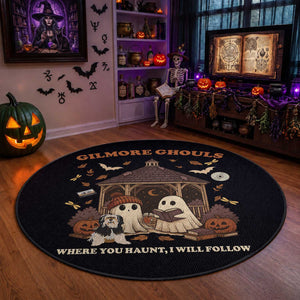 Gilmore Ghouls Halloween Round Rug Retro Book Lover Cute Ghost Fall Pumpkin