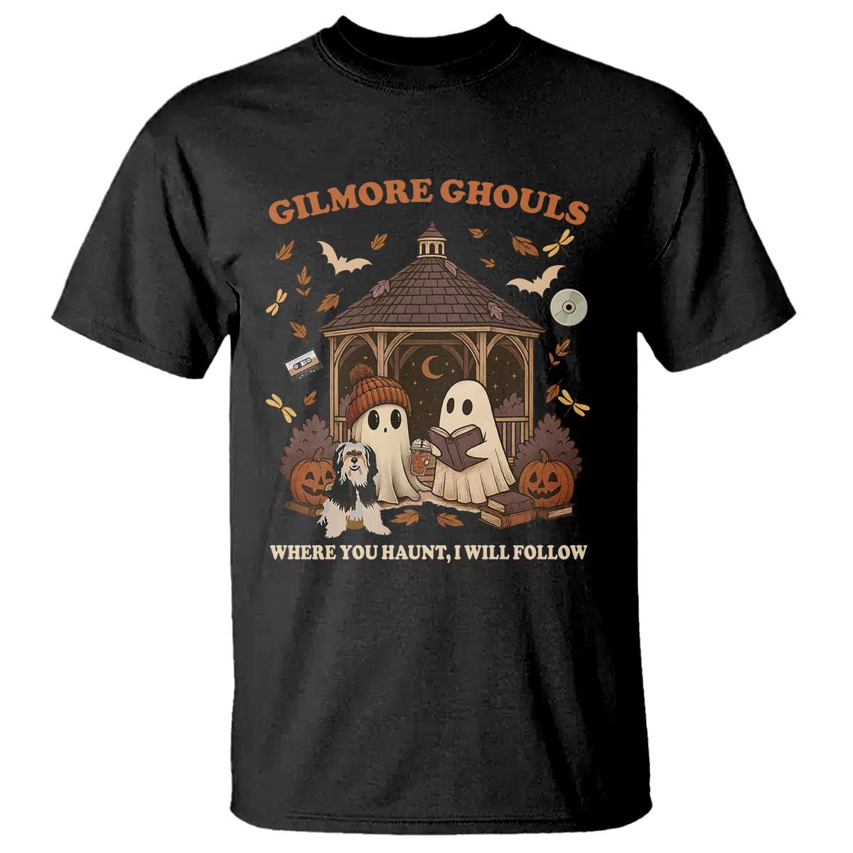 Gilmore Ghouls Halloween T Shirt Retro Book Lover Cute Ghost Fall Pumpkin TS10 Black Print Your Wear