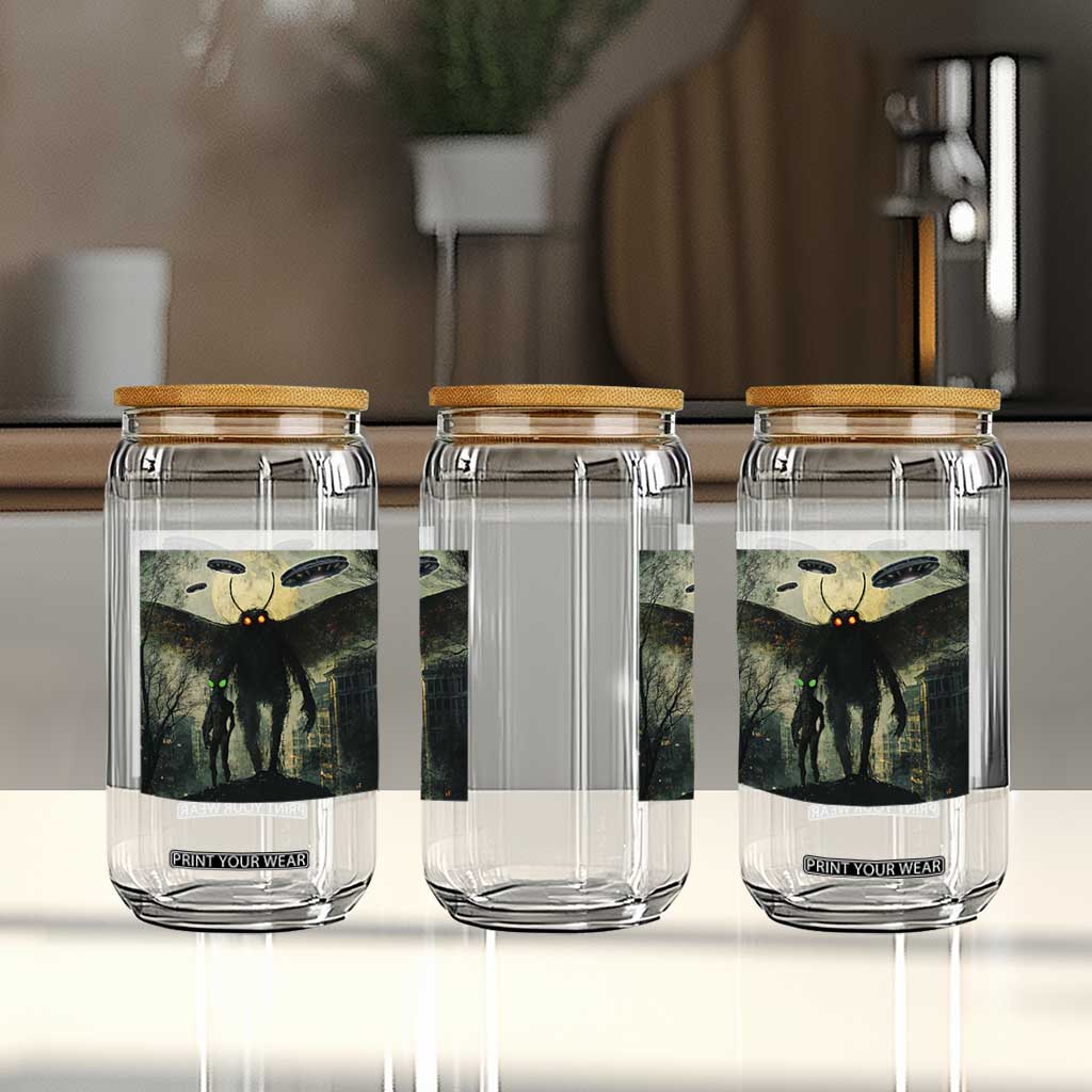 Mothman Aliens Glass Can Funny Cryptid Alien UFO TS10 Print Your Wear