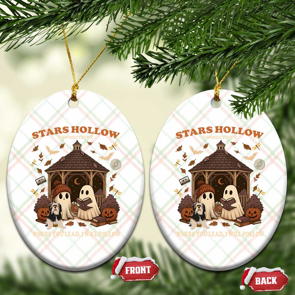 Halloween Stars Hollow Ceramic Ornament Retro Book Lover Cute Ghost Fall Pumpkin TS10 Print Your Wear
