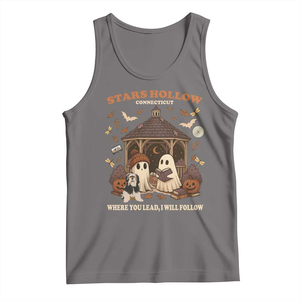 Halloween Stars Hollow Tank Top Retro Book Lover Cute Ghost Fall Pumpkin TS10 Deep Heather Print Your Wear
