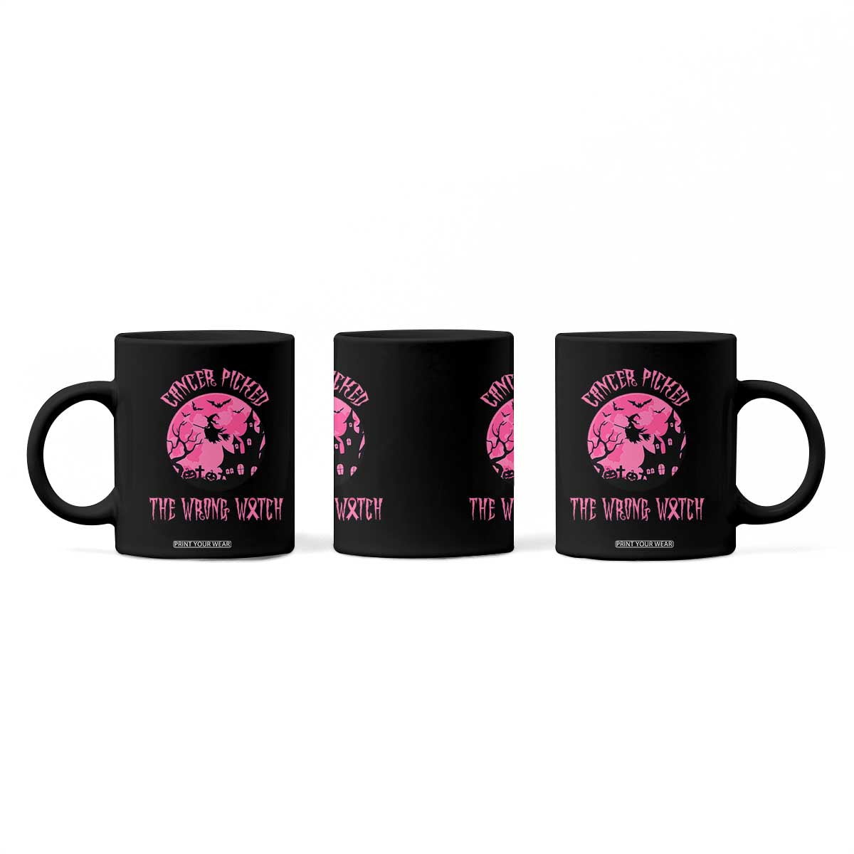 Breast Cancer Halloween Coffee Mug In October We Wear Pink Witch TS10 Print Your Wear