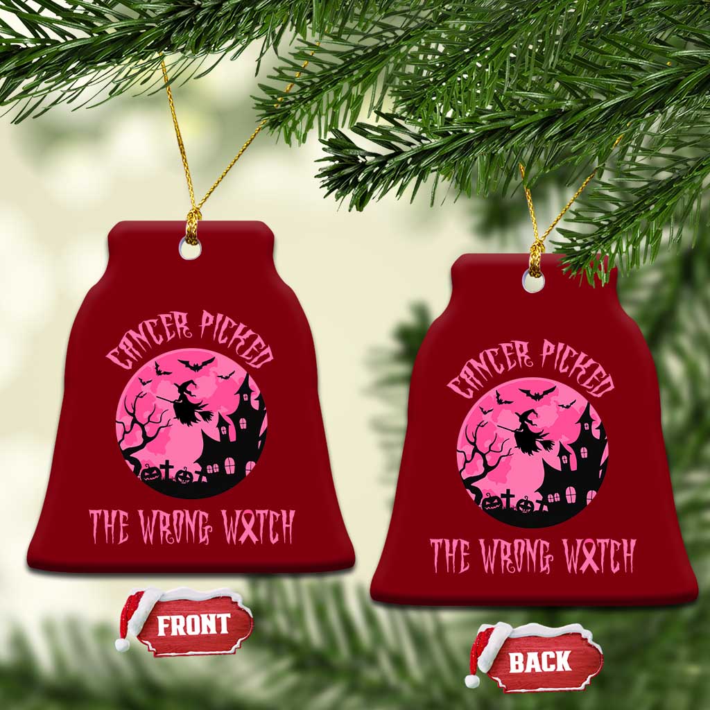 Breast Cancer Halloween Ceramic Ornament In October We Wear Pink Witch TS10 Print Your Wear