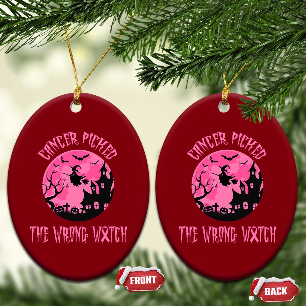 Breast Cancer Halloween Ceramic Ornament In October We Wear Pink Witch TS10 Print Your Wear