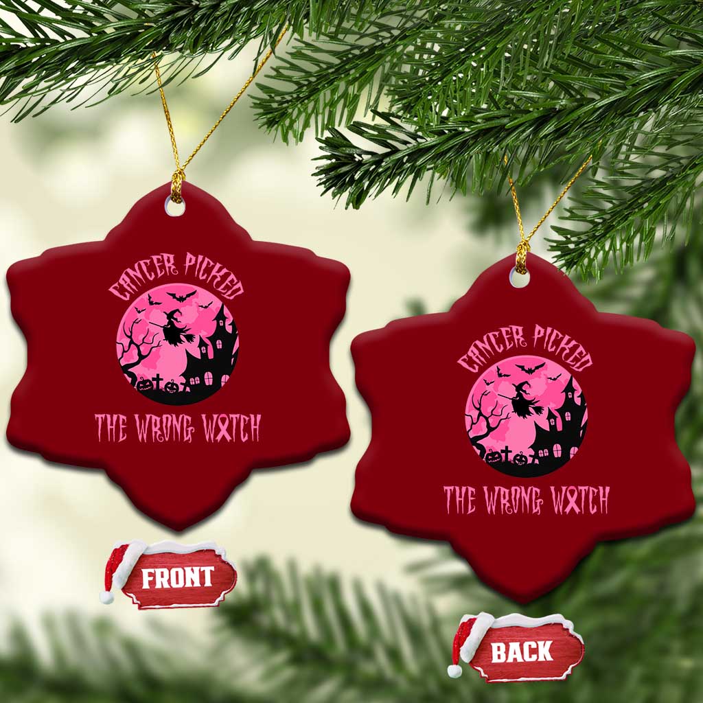 Breast Cancer Halloween Ceramic Ornament In October We Wear Pink Witch TS10 Print Your Wear