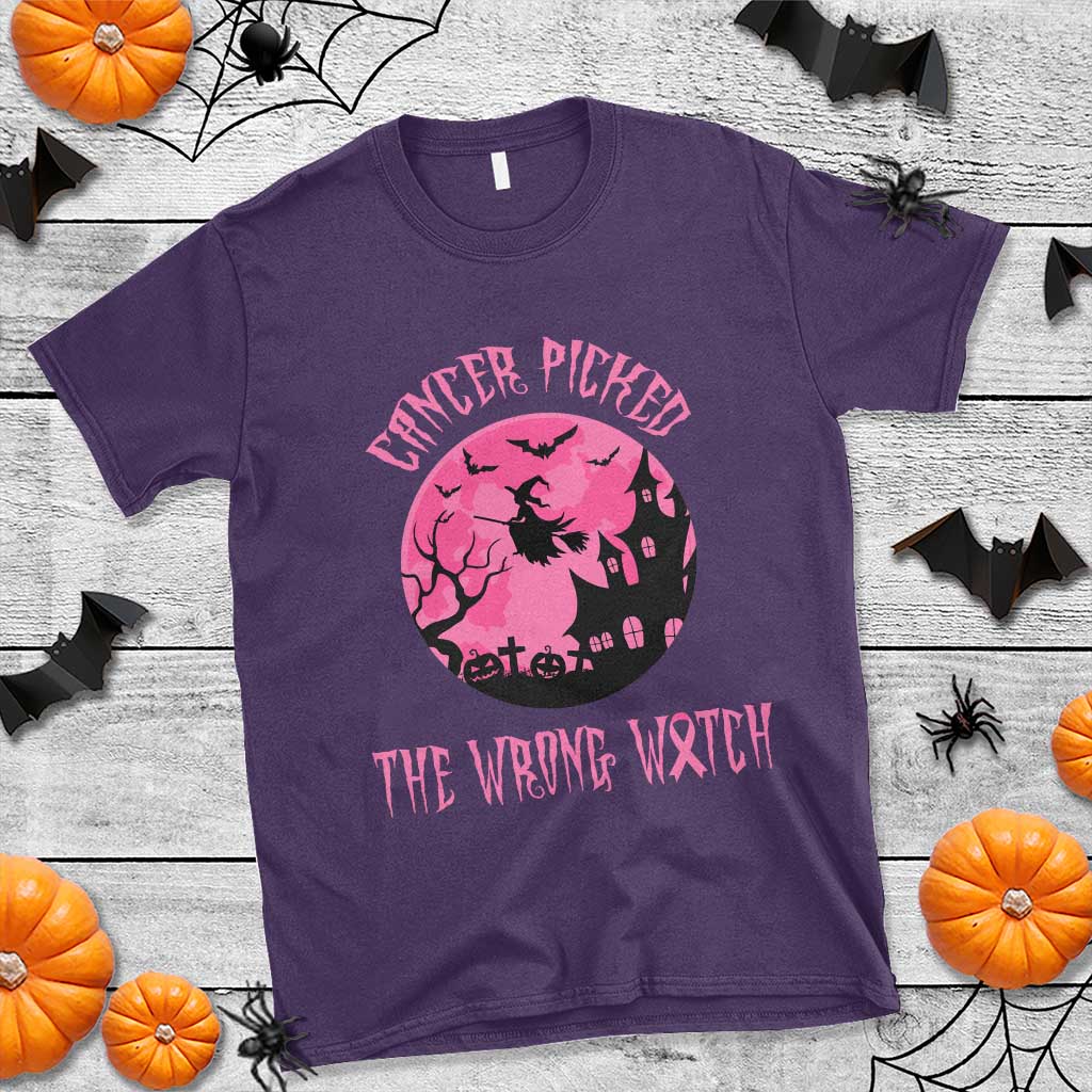 Breast Cancer Halloween T Shirt In October We Wear Pink Witch TS10 Purple Print Your Wear