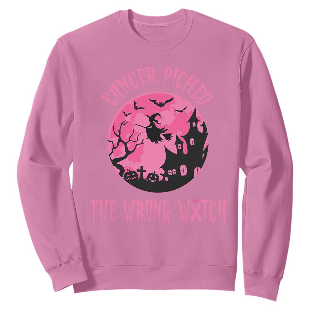 Breast Cancer Halloween Sweatshirt In October We Wear Pink Witch TS10 Azalea Print Your Wear