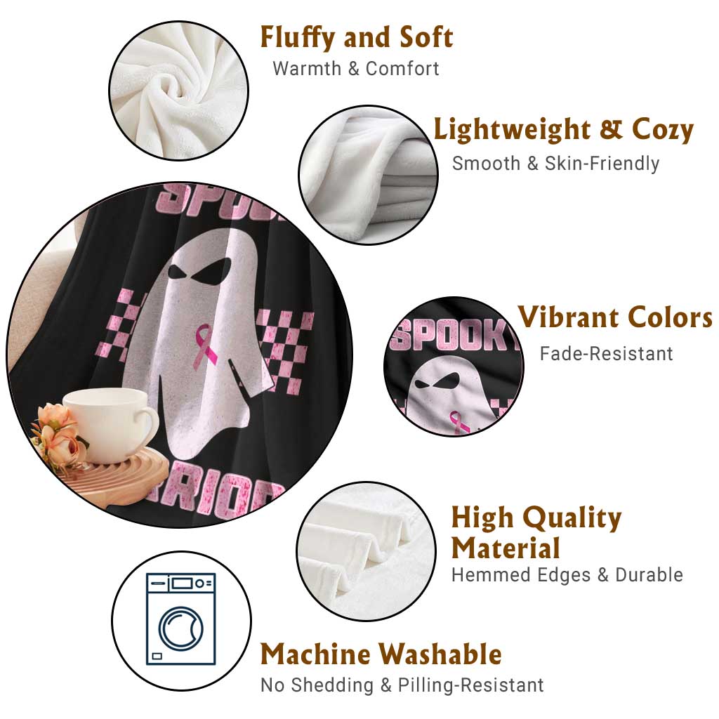 Breast Cancer Halloween Throw Blanket Ghost Wear Pink Ribbon Spooky Warrior TS10 Print Your Wear