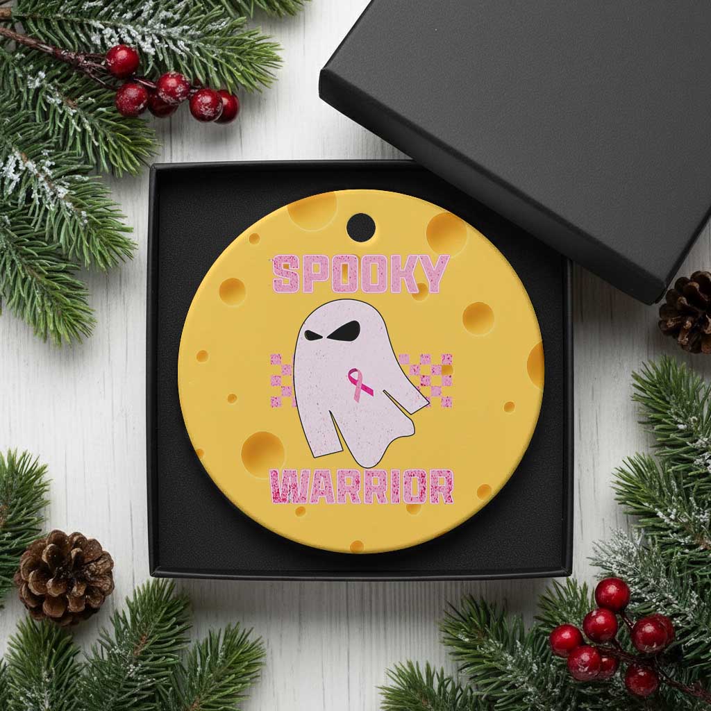Breast Cancer Halloween Ceramic Ornament Ghost Wear Pink Ribbon Spooky Warrior TS10 1pc Yellow Cheese Print Your Wear