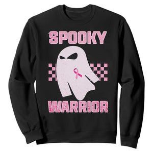 Breast Cancer Halloween Sweatshirt Ghost Wear Pink Ribbon Spooky Warrior TS10 Black Print Your Wear