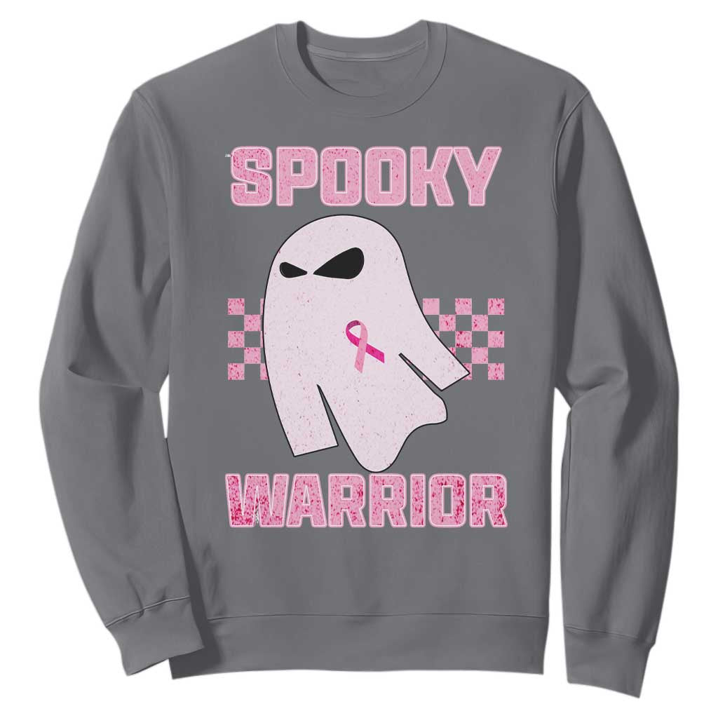 Breast Cancer Halloween Sweatshirt Ghost Wear Pink Ribbon Spooky Warrior TS10 Charcoal Print Your Wear