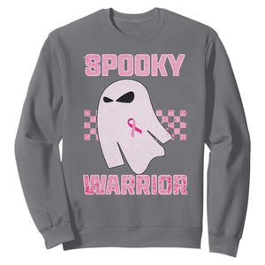 Breast Cancer Halloween Sweatshirt Ghost Wear Pink Ribbon Spooky Warrior TS10 Charcoal Print Your Wear
