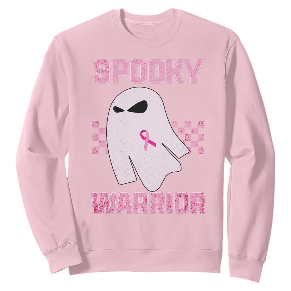 Breast Cancer Halloween Sweatshirt Ghost Wear Pink Ribbon Spooky Warrior TS10 Light Pink Print Your Wear