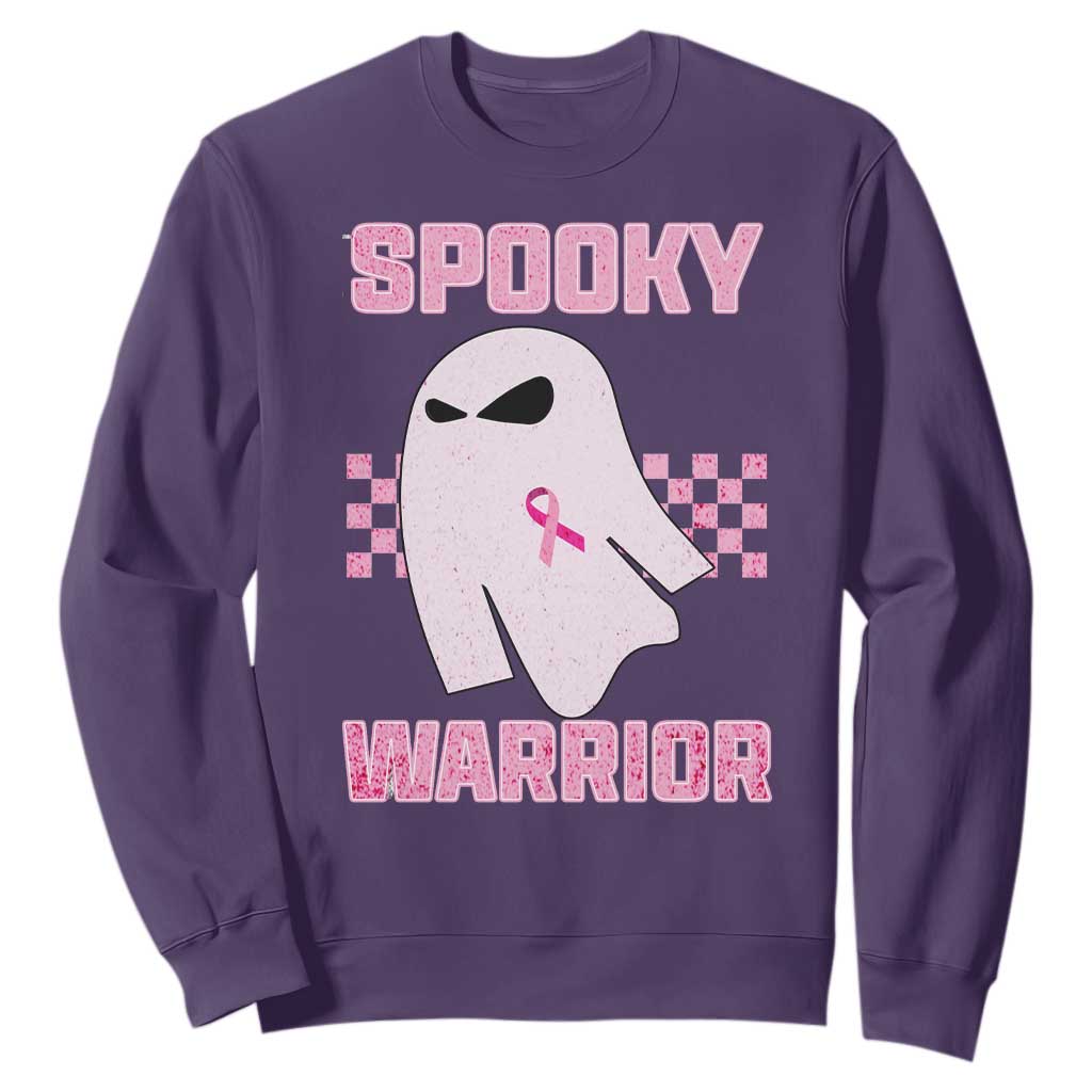 Breast Cancer Halloween Sweatshirt Ghost Wear Pink Ribbon Spooky Warrior TS10 Purple Print Your Wear