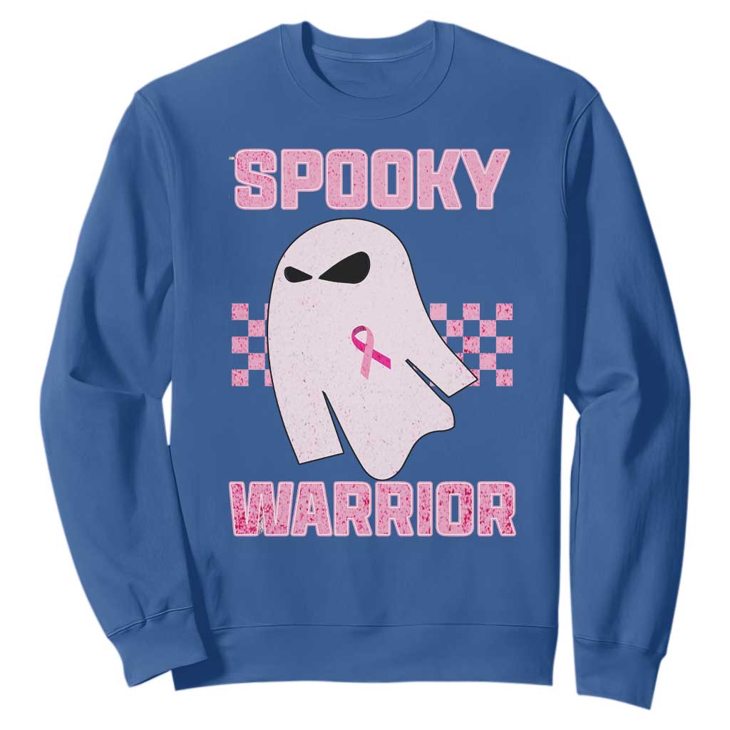 Breast Cancer Halloween Sweatshirt Ghost Wear Pink Ribbon Spooky Warrior TS10 Royal Blue Print Your Wear