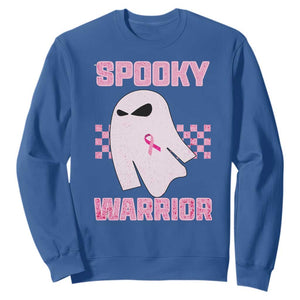 Breast Cancer Halloween Sweatshirt Ghost Wear Pink Ribbon Spooky Warrior TS10 Royal Blue Print Your Wear