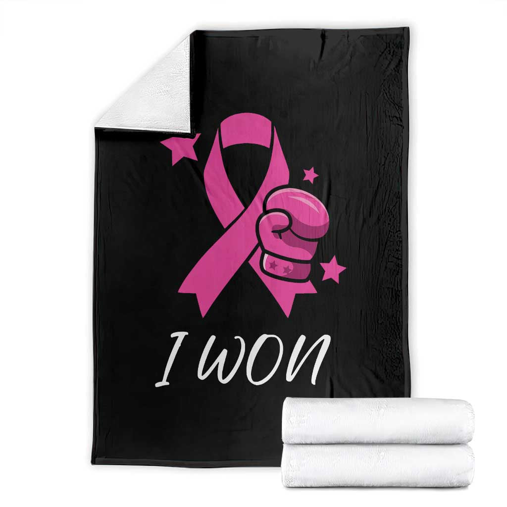 Pink Ribbon Throw Blanket I Won Breast Cancer Awareness TS10 Black Print Your Wear