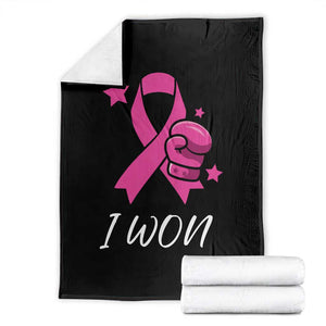 Pink Ribbon Throw Blanket I Won Breast Cancer Awareness TS10 Black Print Your Wear