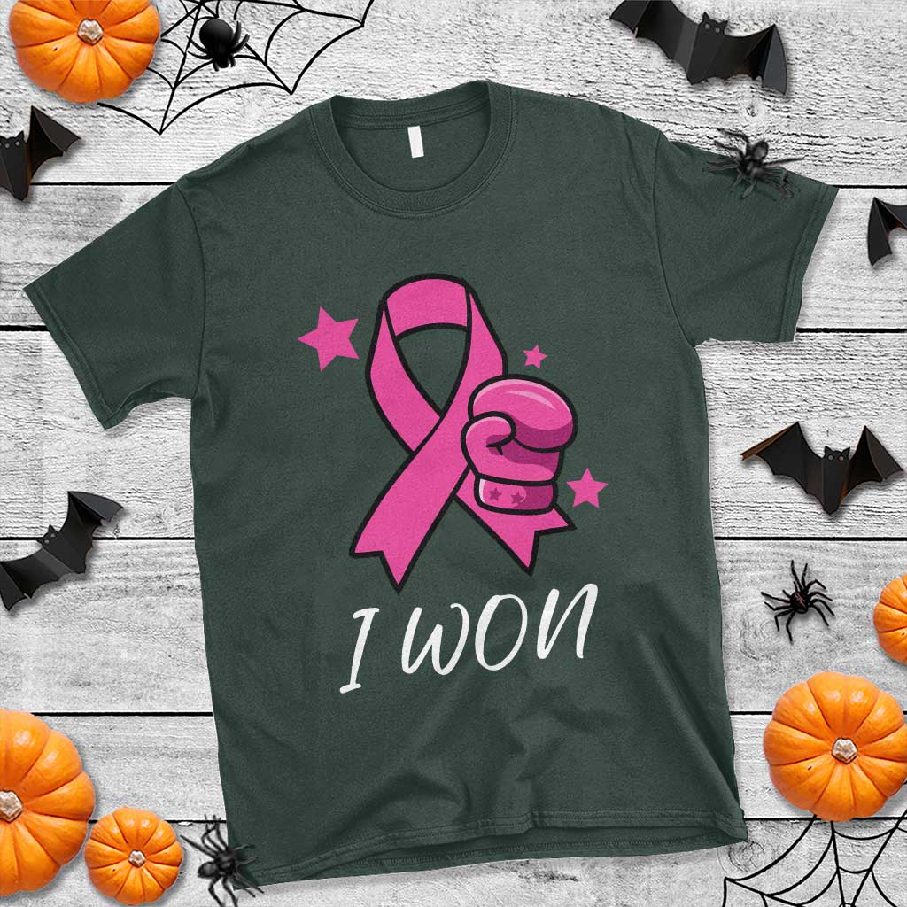Pink Ribbon T Shirt I Won Breast Cancer Awareness TS10 Dark Forest Green Print Your Wear