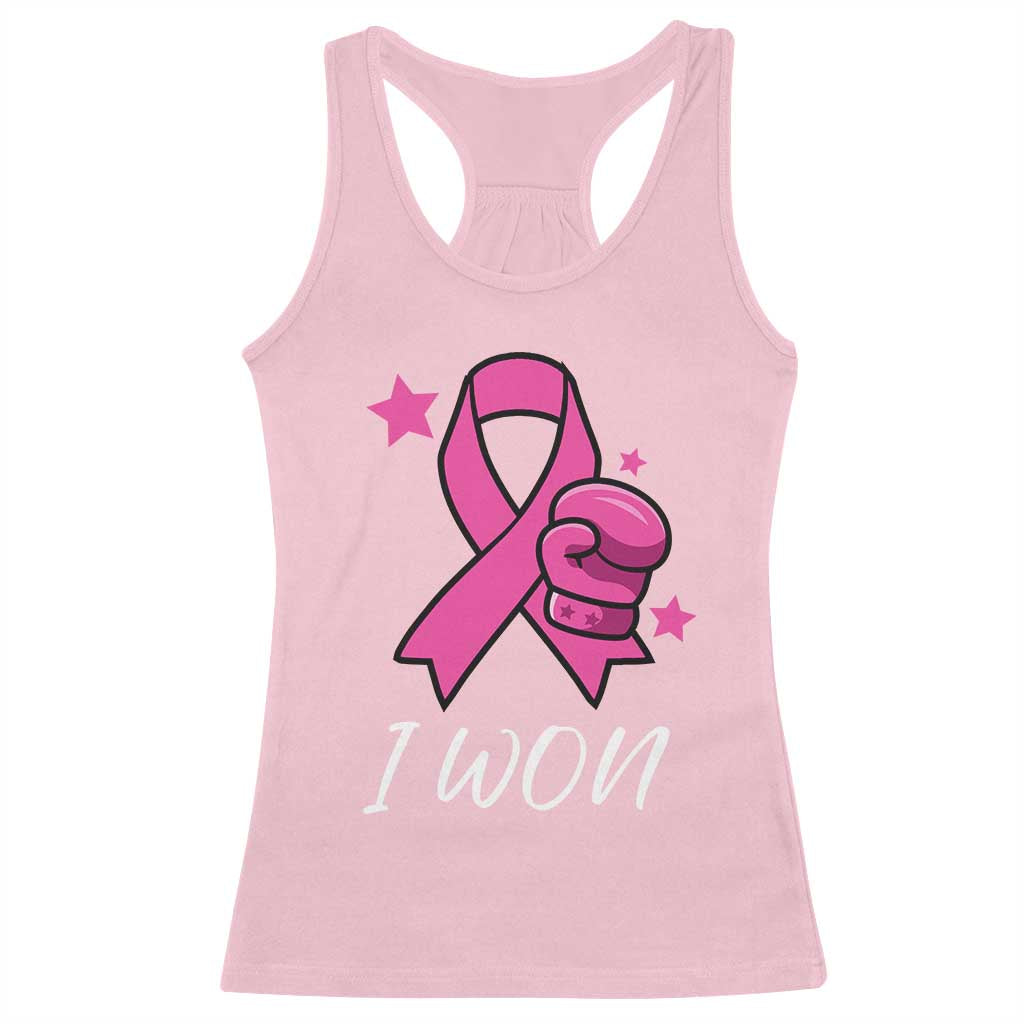 Pink Ribbon Racerback Tank Top I Won Breast Cancer Awareness TS10 Light Pink Print Your Wear