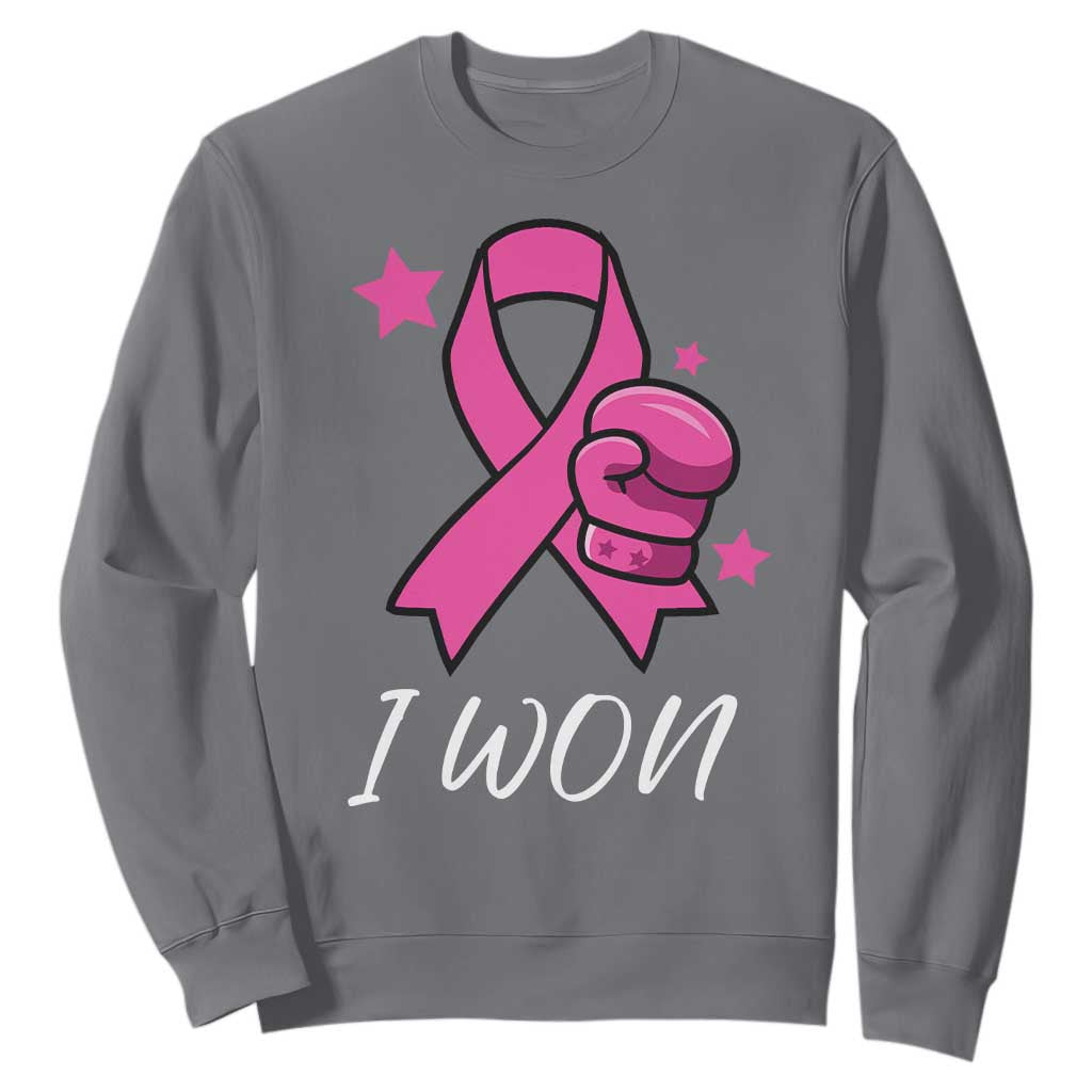 Pink Ribbon Sweatshirt I Won Breast Cancer Awareness TS10 Charcoal Print Your Wear