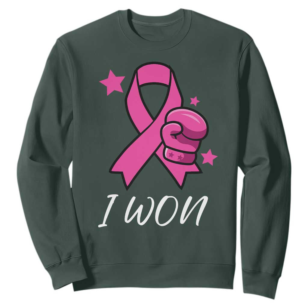 Pink Ribbon Sweatshirt I Won Breast Cancer Awareness TS10 Dark Forest Green Print Your Wear