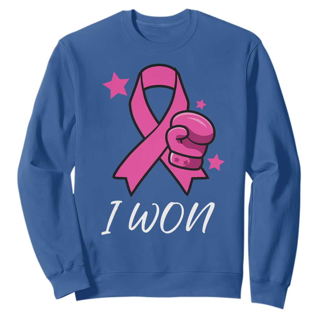 Pink Ribbon Sweatshirt I Won Breast Cancer Awareness TS10 Royal Blue Print Your Wear