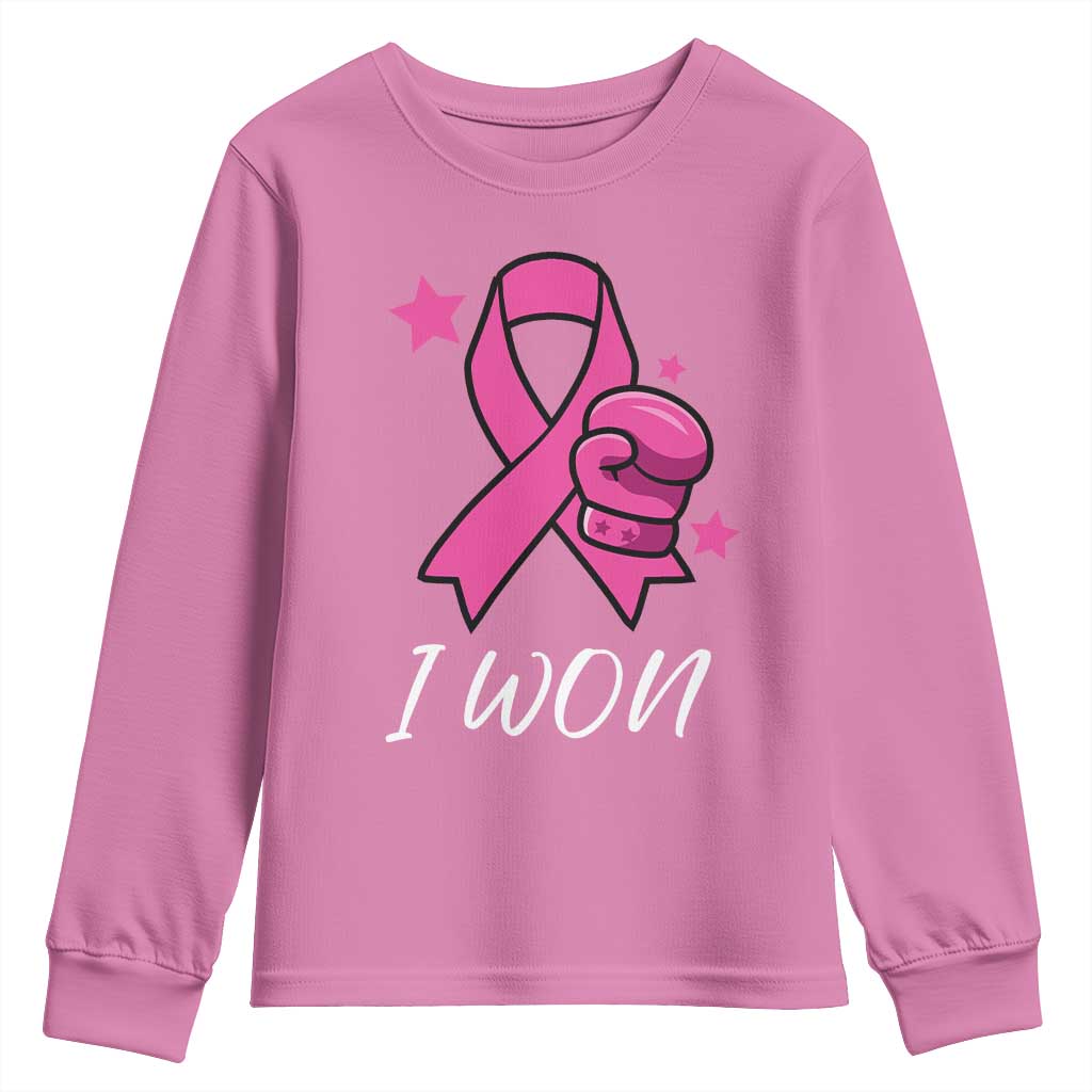 Pink Ribbon Youth Sweatshirt I Won Breast Cancer Awareness TS10 Azalea Print Your Wear