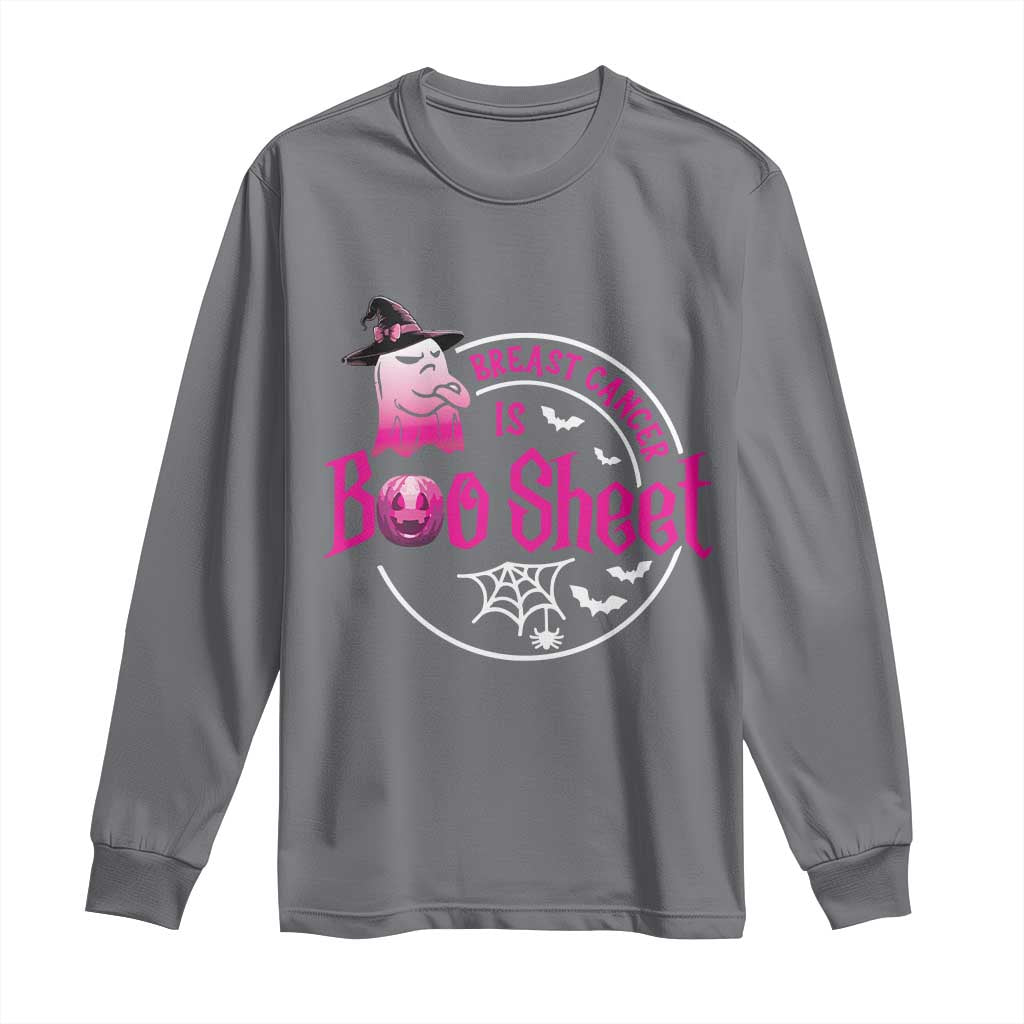 Breast Cancer Is Boo Sheet Long Sleeve Shirt October Ghost Pink Ribbon TS10 Charcoal Print Your Wear
