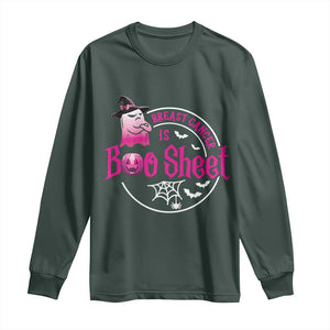 Breast Cancer Is Boo Sheet Long Sleeve Shirt October Ghost Pink Ribbon TS10 Dark Forest Green Print Your Wear