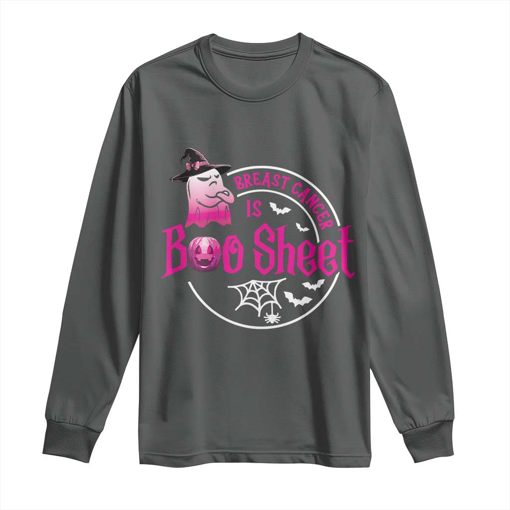 Breast Cancer Is Boo Sheet Long Sleeve Shirt October Ghost Pink Ribbon TS10 Dark Heather Print Your Wear