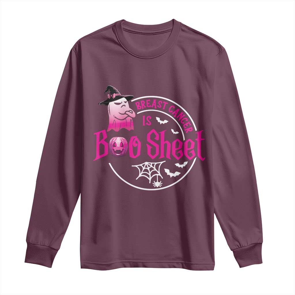 Breast Cancer Is Boo Sheet Long Sleeve Shirt October Ghost Pink Ribbon TS10 Maroon Print Your Wear