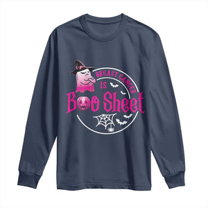 Breast Cancer Is Boo Sheet Long Sleeve Shirt October Ghost Pink Ribbon TS10 Navy Print Your Wear