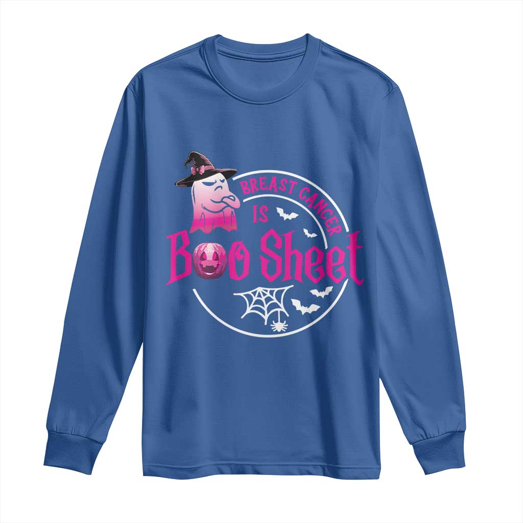 Breast Cancer Is Boo Sheet Long Sleeve Shirt October Ghost Pink Ribbon TS10 Royal Blue Print Your Wear