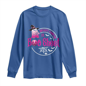 Breast Cancer Is Boo Sheet Long Sleeve Shirt October Ghost Pink Ribbon TS10 Royal Blue Print Your Wear