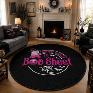 Breast Cancer Is Boo Sheet Round Rug October Ghost Pink Ribbon