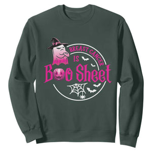 Breast Cancer Is Boo Sheet Sweatshirt October Ghost Pink Ribbon TS10 Dark Forest Green Print Your Wear