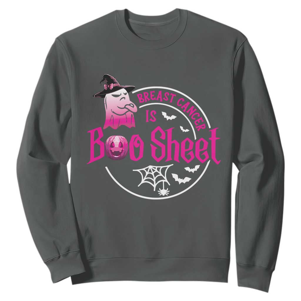 Breast Cancer Is Boo Sheet Sweatshirt October Ghost Pink Ribbon TS10 Dark Heather Print Your Wear