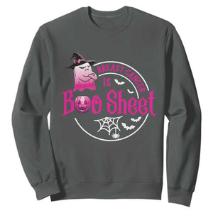 Breast Cancer Is Boo Sheet Sweatshirt October Ghost Pink Ribbon TS10 Dark Heather Print Your Wear