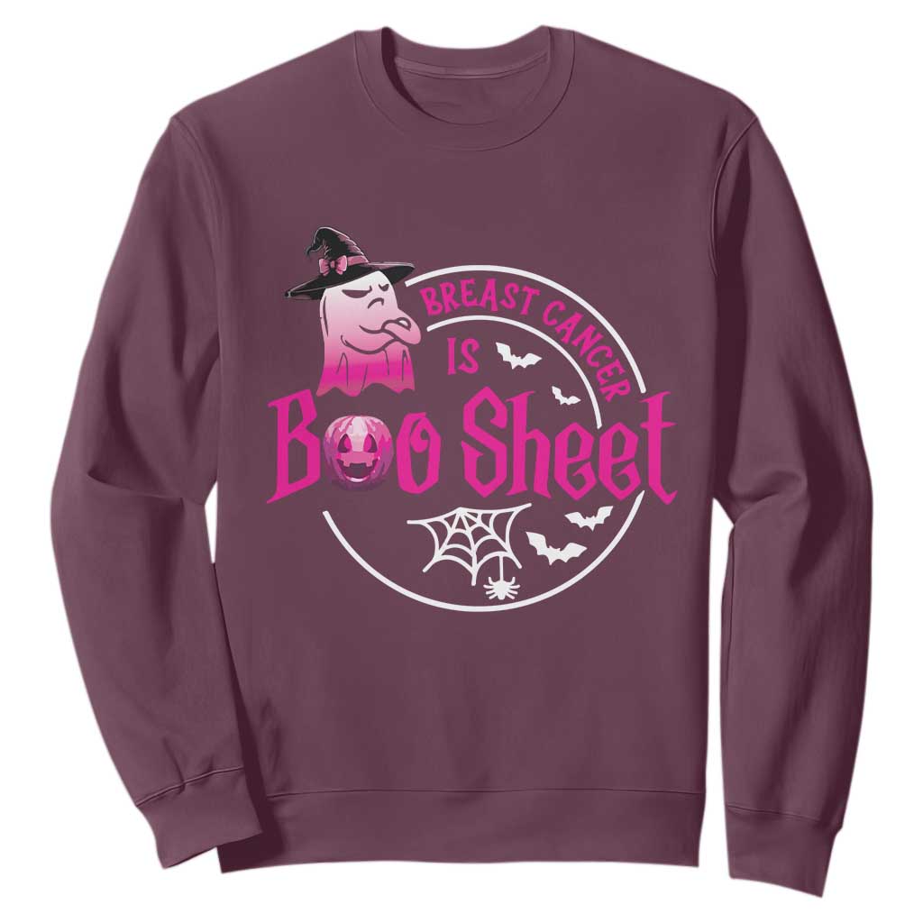 Breast Cancer Is Boo Sheet Sweatshirt October Ghost Pink Ribbon TS10 Maroon Print Your Wear